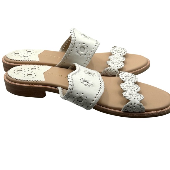 Jack Rogers Floral Cutwork Double Strap Sandals Flat Leather Palm Beach Style 9M - Picture 4 of 6